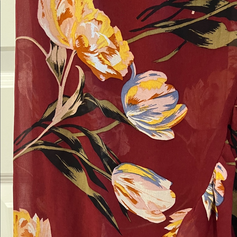 a new day Burgundy Floral Asymmetrical Dress - Picture 7 of 9